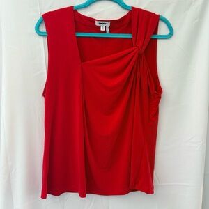 DKNY Red Draped Sleeveless Blouse